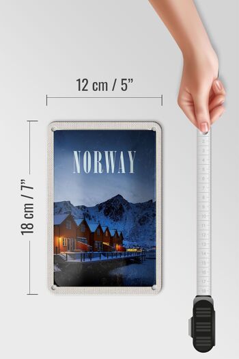 Panneau de voyage en étain 12x18cm, panneau de Destination de vacances en neige d'hiver en norvège 5