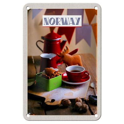 Blechschild Reise 12x18cm Norwegen Winter Weihnachten Hirsch Schild