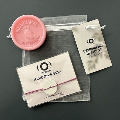 Olfactory bracelet and soap pouch “Rose d’Anesse”