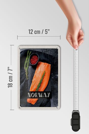 Signe de voyage en étain, 12x18cm, signe de délicatesse norvégienne, saumon et thym 5