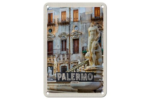 Blechschild Reise 12x18cm Palermo Italien Skulptur Altstadt Schild