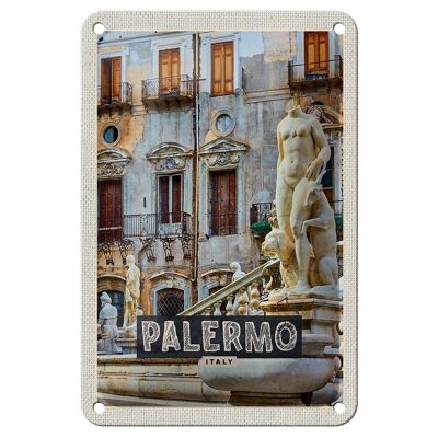 Cartel de chapa de viaje, 12x18cm, escultura de Palermo, Italia, casco antiguo
