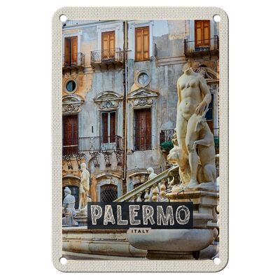 Blechschild Reise 12x18cm Palermo Italien Skulptur Altstadt Schild