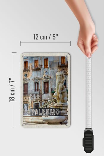 Panneau de voyage en étain 12x18cm, Sculpture de palerme italie, signe de la vieille ville 5