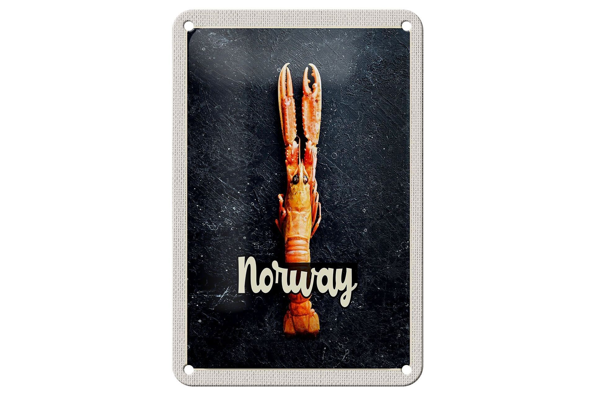 Cartel de chapa de viaje, 12x18cm, Noruega, platos de pescado, cangrejos, cartel navideño