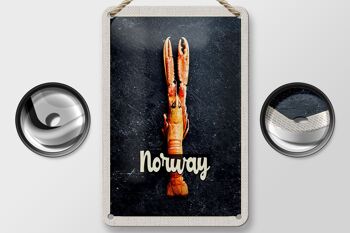 Panneau de voyage en étain 12x18cm, plats de poisson norvégiens, crabes, signe de vacances 2