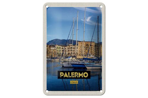 Blechschild Reise 12x18cm Palermo Italien Meer Boote Dekoration