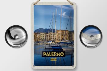 Panneau de voyage en étain 12x18cm, décoration de bateaux de mer de palerme italie 2