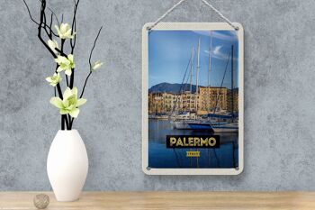 Panneau de voyage en étain 12x18cm, décoration de bateaux de mer de palerme italie 4