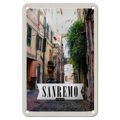 Metal sign travel 12x18cm Sanremo Italy view architecture sign