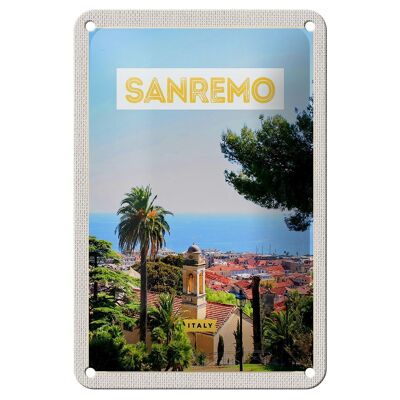 Cartel de chapa de viaje, 12x18cm, Sanremo, Italia, viaje, sol, cartel de verano