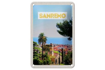 Panneau de voyage en étain, 12x18cm, Sanremo, italie, soleil, été 1