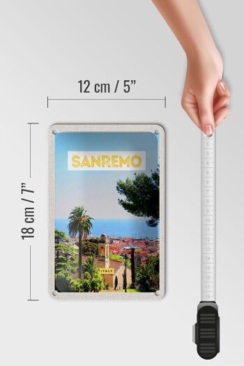 Panneau de voyage en étain, 12x18cm, Sanremo, italie, soleil, été 5