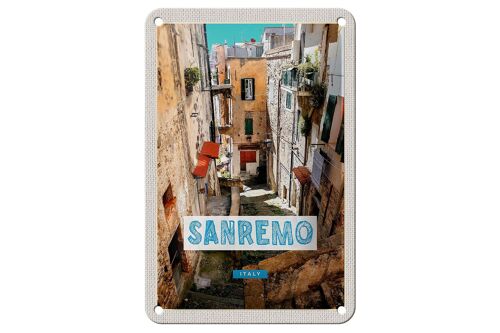 Blechschild Reise 12x18cm Sanremo Italien Altstadt Gebäude Schild