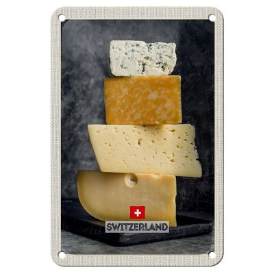 Cartel de chapa de viaje, 12x18cm, Suiza, Berna, queso tipo Emmentaler