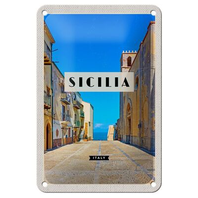 Cartel de chapa de viaje, 12x18cm, Sicilia, Italia, Europa, destino de vacaciones