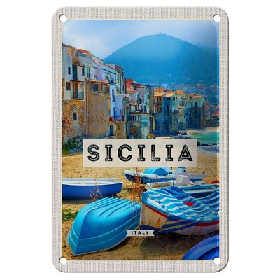 Targa in metallo da viaggio 12x18 cm Sicilia Italia Europa Decorazione natalizia