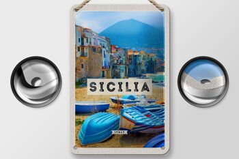 Signe en étain voyage 12x18cm, décoration de vacances sicile italie Europe 2