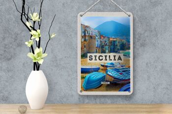 Signe en étain voyage 12x18cm, décoration de vacances sicile italie Europe 4