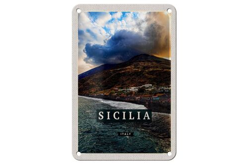 Blechschild Reise 12x18cm Sizilien Strand Meer Urlaubsort Trip Schild