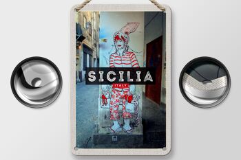 Plaque en étain voyage 12x18cm spécialités de Sicile signe de calamar 2