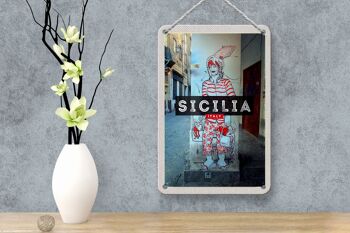 Plaque en étain voyage 12x18cm spécialités de Sicile signe de calamar 4