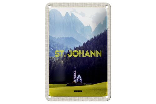 Blechschild Reise 12x18cm St. Johann in Tirol Österreich Kirche Schild