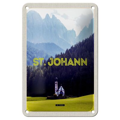 Plaque en étain voyage 12x18cm pcs. Panneau de l'église Johann in Tirol Autriche