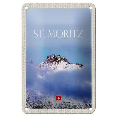 Targa in metallo da viaggio 12x18 cm pz. Moritz vista del segno del picco di montagna