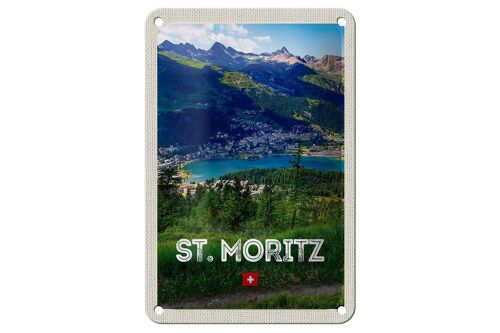 Blechschild Reise 12x18cm St. Moritz Österreich Ausblich Reise Schild