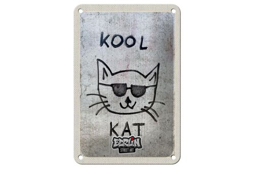 Blechschild Reise 12x18cm Berlin Hauptstadt Street Art Katze Schild