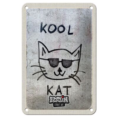 Blechschild Reise 12x18cm Berlin Hauptstadt Street Art Katze Schild