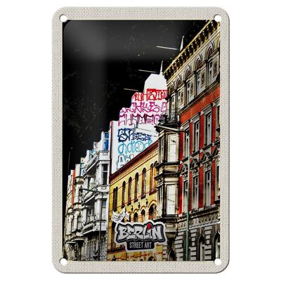 Blechschild Reise 12x18cm Berlin Deutschland Graffiti Street Art Schild