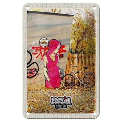 Cartel de chapa de viaje, 12x18cm, arte callejero de Berlín, pintura artística, cartel rosa