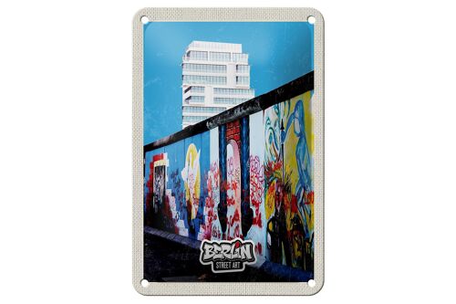 Blechschild Reise 12x18cm Berlin Hochhaus Graffiti Kunst Straße Schild