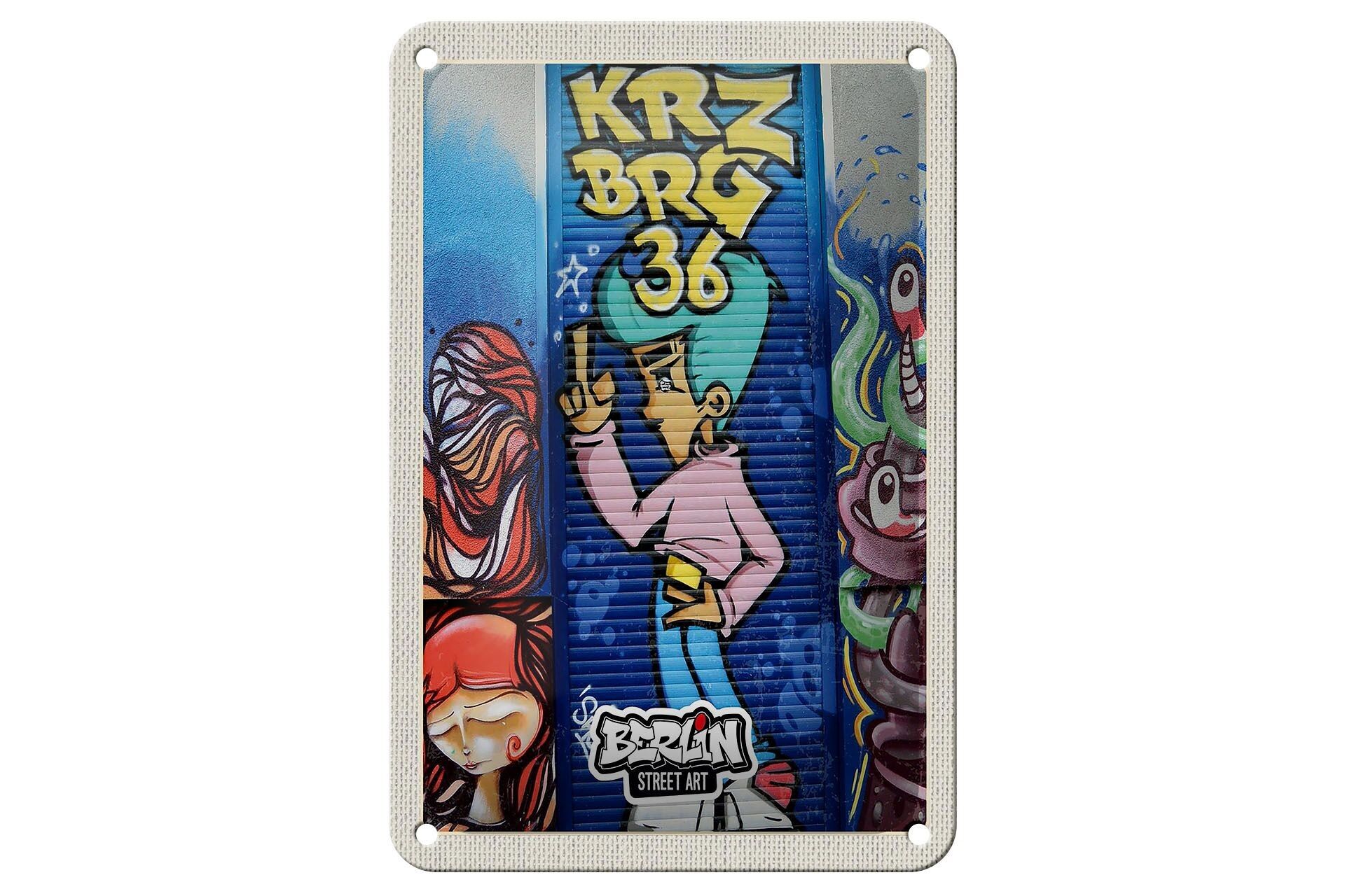 Blechschild Reise 12x18cm Berlin Kreuzberg Graffiti 36 Kunstwerk Schild