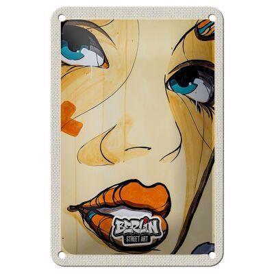Cartel de chapa de viaje, 12x18cm, arte callejero de Berlín, cartel de mujer llorando