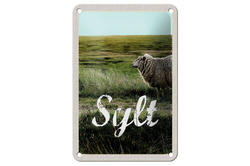 Blechschild Reise 12x18cm Sylt Insel Urlaub Wiese Schaf Dekoration