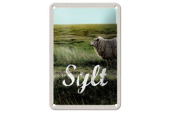 Signe en étain de voyage 12x18cm, décoration de mouton de prairie de vacances sur l'île de Sylt 1