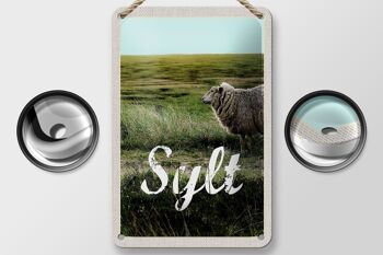 Signe en étain de voyage 12x18cm, décoration de mouton de prairie de vacances sur l'île de Sylt 2