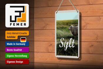 Signe en étain de voyage 12x18cm, décoration de mouton de prairie de vacances sur l'île de Sylt 3