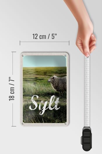 Signe en étain de voyage 12x18cm, décoration de mouton de prairie de vacances sur l'île de Sylt 5