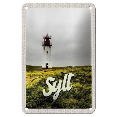 Blechschild Reise 12x18cm Sylt Strand Leuchtturm Wiese Dekoration