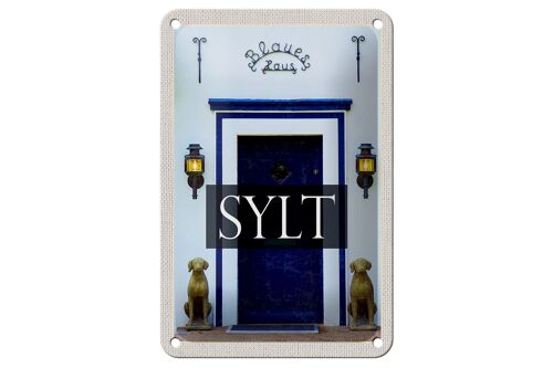 Blechschild Reise 12x18cm Sylt Deutschland Blaues Haus Dekoration