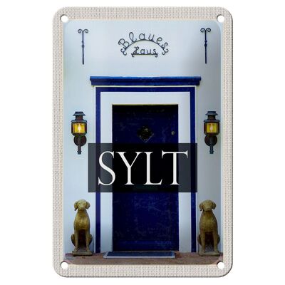 Targa in metallo da viaggio 12x18 cm Sylt Germania Decorazione casa blu