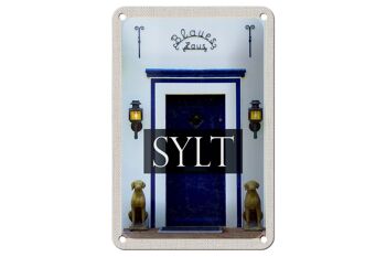 Signe en étain voyage 12x18cm, décoration de maison bleue Sylt allemagne 1