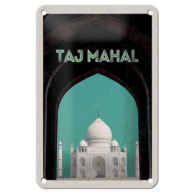 Targa in metallo da viaggio 12x18 cm India Asia Taj Mahal Culture Sign