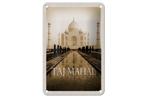 Blechschild Reise 12x18cm Indien schwarz weiß Taj Mahal Dekoration