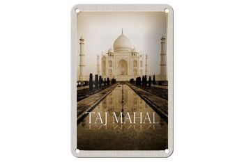 Plaque en étain voyage 12x18cm Inde noir blanc décoration Taj Mahal 1