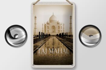Plaque en étain voyage 12x18cm Inde noir blanc décoration Taj Mahal 2